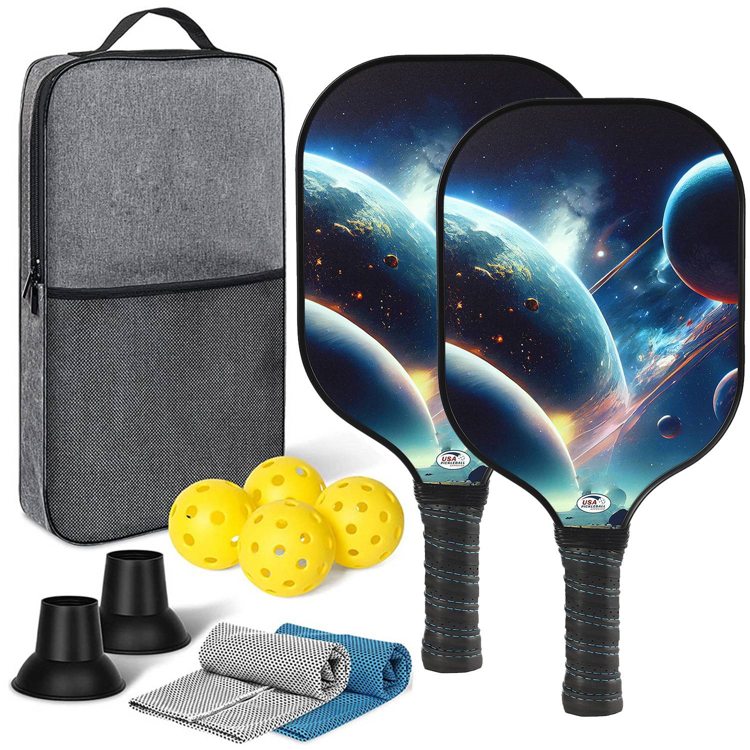 [Ultra-Light match-level carbon fiber-13] Double shot+4 balls+backpacks+two sweat towels+two ball pickups